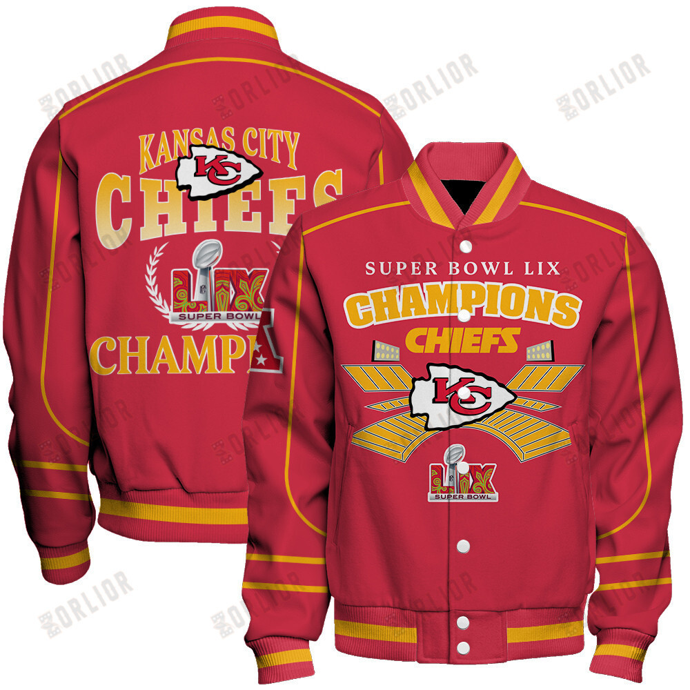 Kansas City Chiefs Super Bowl LIX The New King Varsity Jacket - Famjoys Kansas City Chiefs Super Bowl LIX The New King Varsity Jacket - Famjoys