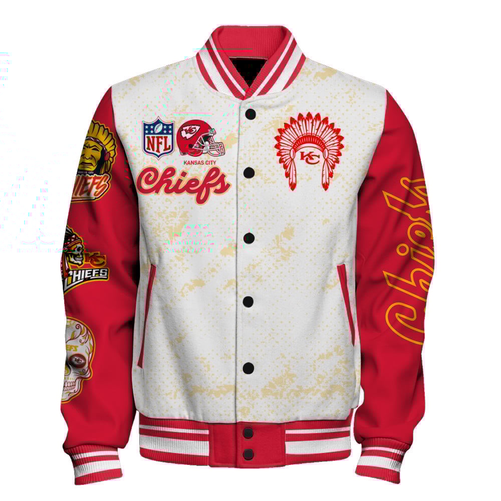 Kansas City Chiefs Team Logo Unisex Varsity Jacket SFAT V24 - Famjoys Kansas City Chiefs Team Logo Unisex Varsity Jacket SFAT V24 - Famjoys