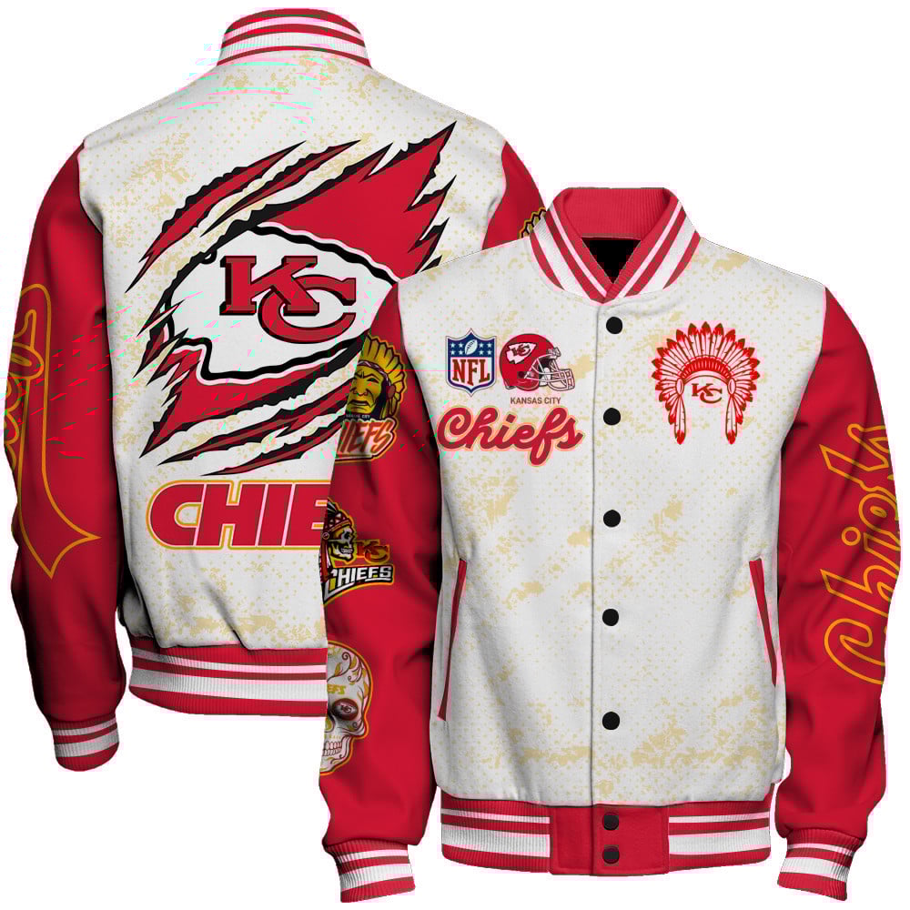 Kansas City Chiefs Team Logo Unisex Varsity Jacket SFAT V24 - Famjoys Kansas City Chiefs Team Logo Unisex Varsity Jacket SFAT V24 - Famjoys