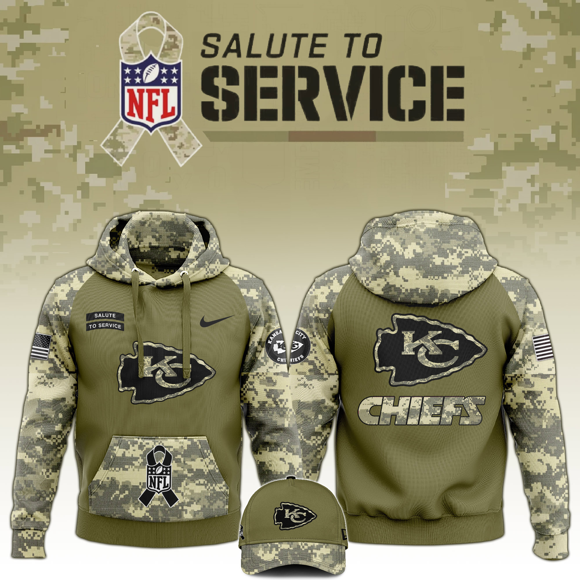 Kansas City Chiefs Veterans Day Pullover Camo Hoodie #2 - Famjoys Kansas City Chiefs Veterans Day Pullover Camo Hoodie #2 - Famjoys