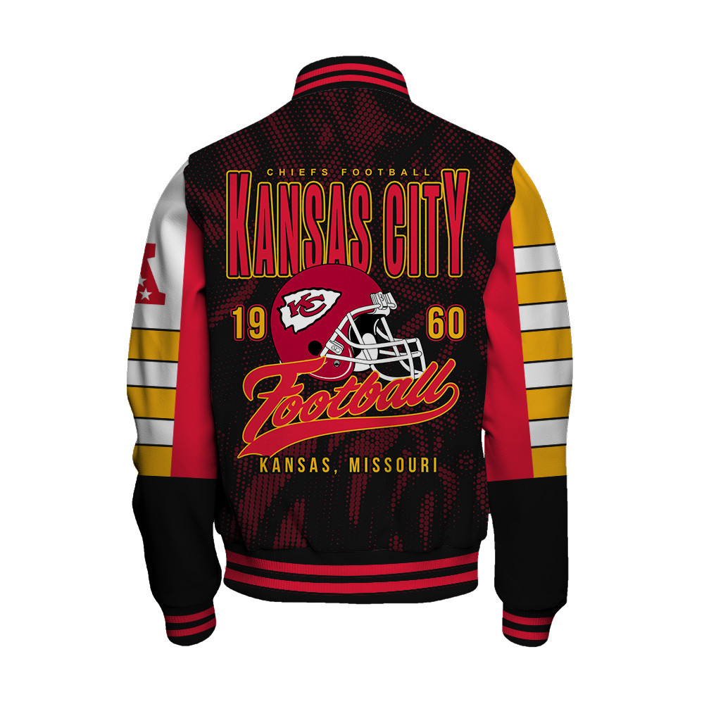Kansas City Chiefs - Wear Your Passion Unisex Varsity Jacket - Famjoys Kansas City Chiefs - Wear Your Passion Unisex Varsity Jacket - Famjoys