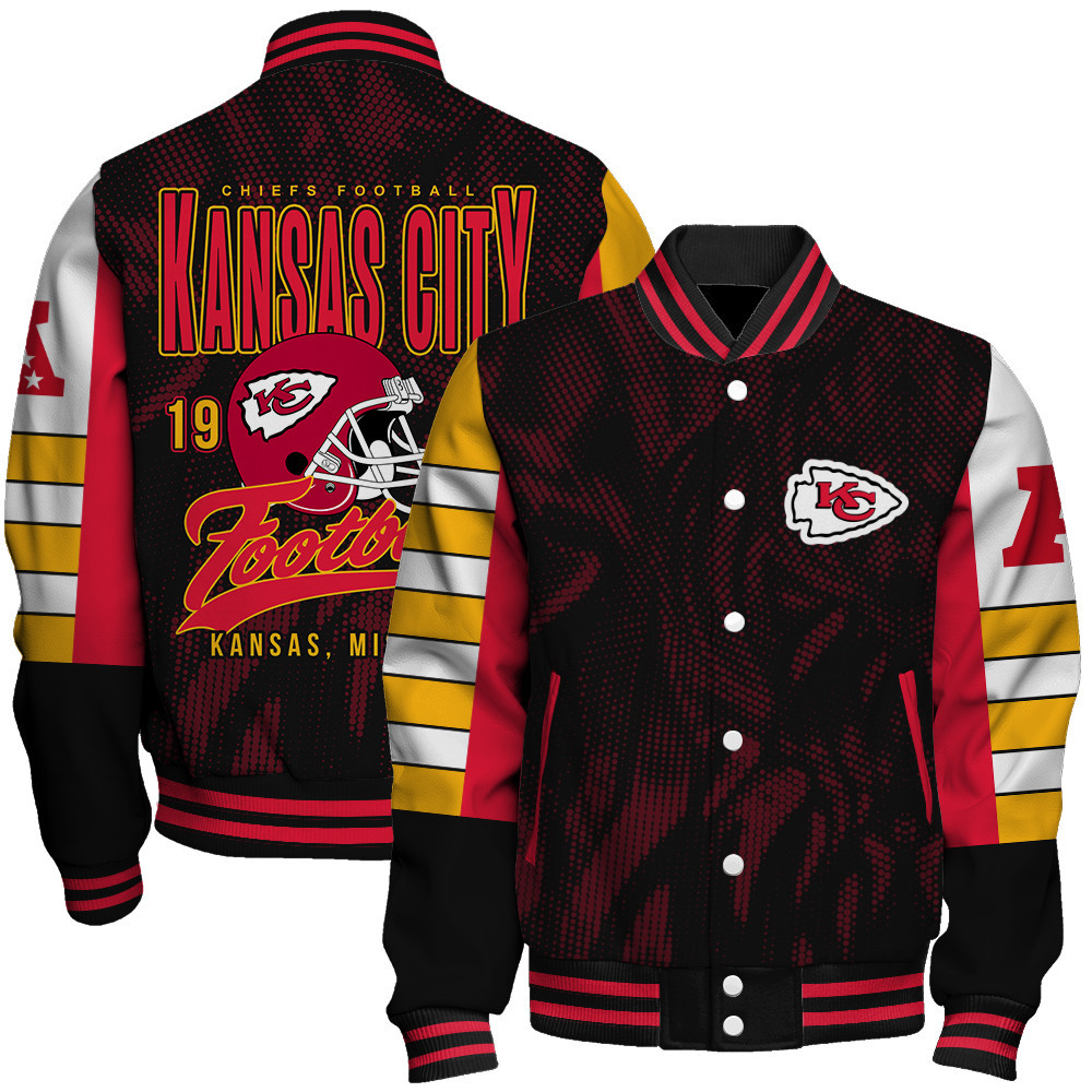 Kansas City Chiefs - Wear Your Passion Unisex Varsity Jacket - Famjoys Kansas City Chiefs - Wear Your Passion Unisex Varsity Jacket - Famjoys