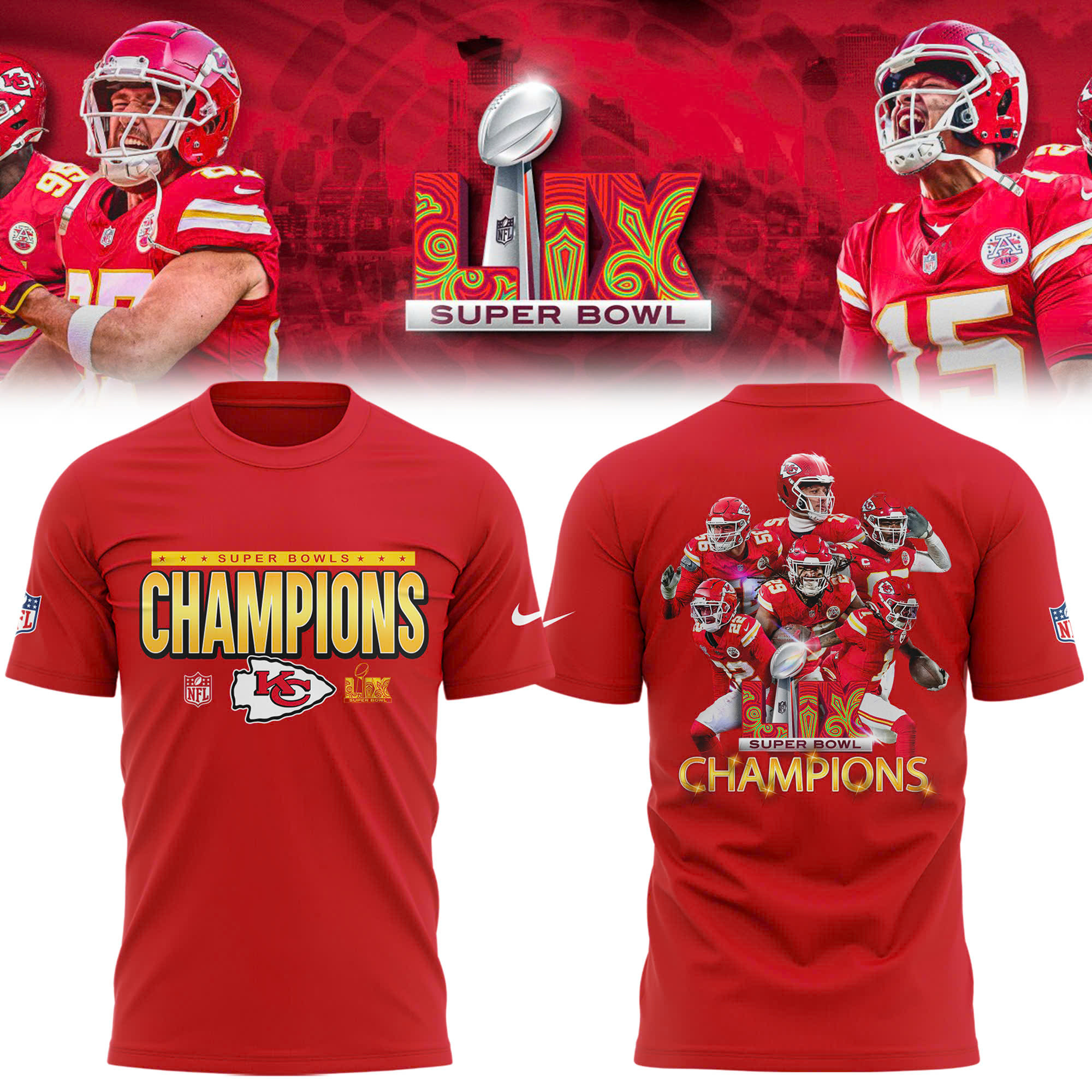 Kansas City Chiefs x 2025 Super Bowl Champions Premium Tee - Famjoys Kansas City Chiefs x 2025 Super Bowl Champions Premium Tee - Famjoys