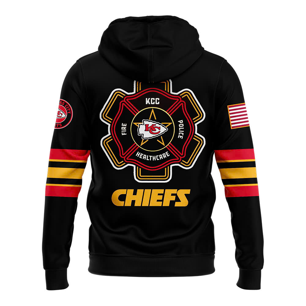 Kansas City Chiefs x Firefighter Appreciation Night Premium Pullover Hoodie - Famjoys Kansas City Chiefs x Firefighter Appreciation Night Premium Pullover Hoodie - Famjoys