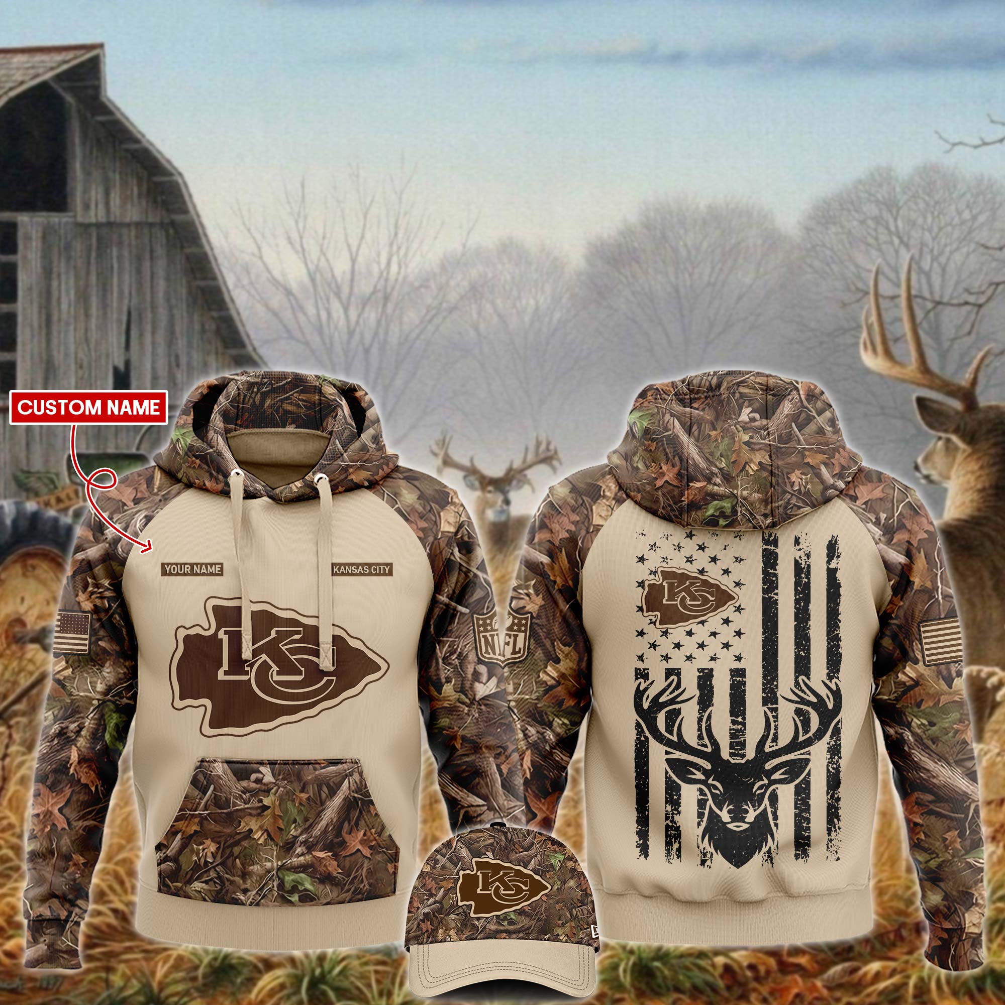 Kansas City Chiefs x Hunting Hoodie - Famjoys Kansas City Chiefs x Hunting Hoodie - Famjoys
