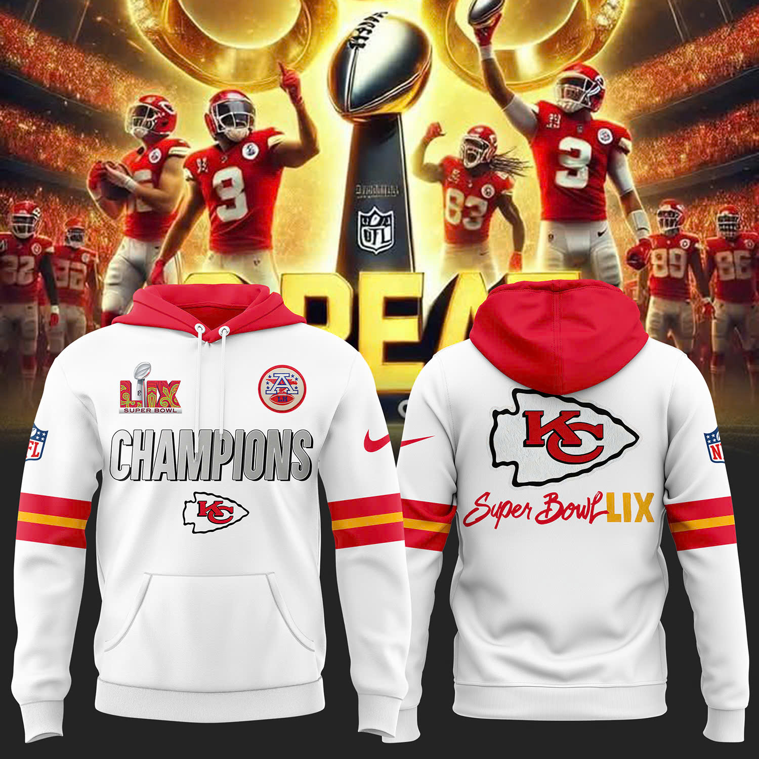 Kansas City Chiefs x Super Bowl LIX Hoodie 2025 - Famjoys Kansas City Chiefs x Super Bowl LIX Hoodie 2025 - Famjoys