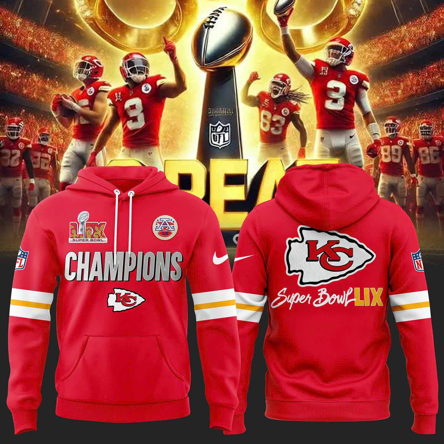Kansas City Chiefs x Super Bowl LIX Hoodie 2025 - Famjoys Kansas City Chiefs x Super Bowl LIX Hoodie 2025 - Famjoys
