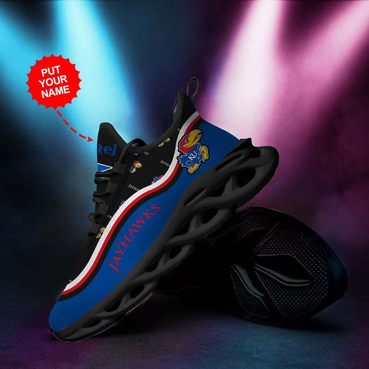 Kansas Jayhawks Custom Personalized Max Soul Sneakers Shoes - Famjoys Kansas Jayhawks Custom Personalized Max Soul Sneakers Shoes - Famjoys