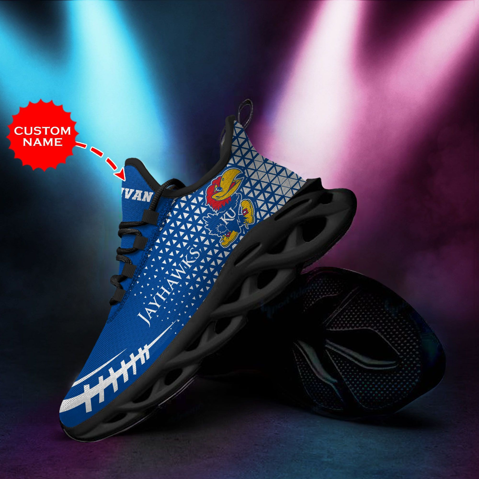 Kansas Jayhawks Custom Personalized Max Soul Sneakers Shoes - Famjoys Kansas Jayhawks Custom Personalized Max Soul Sneakers Shoes - Famjoys