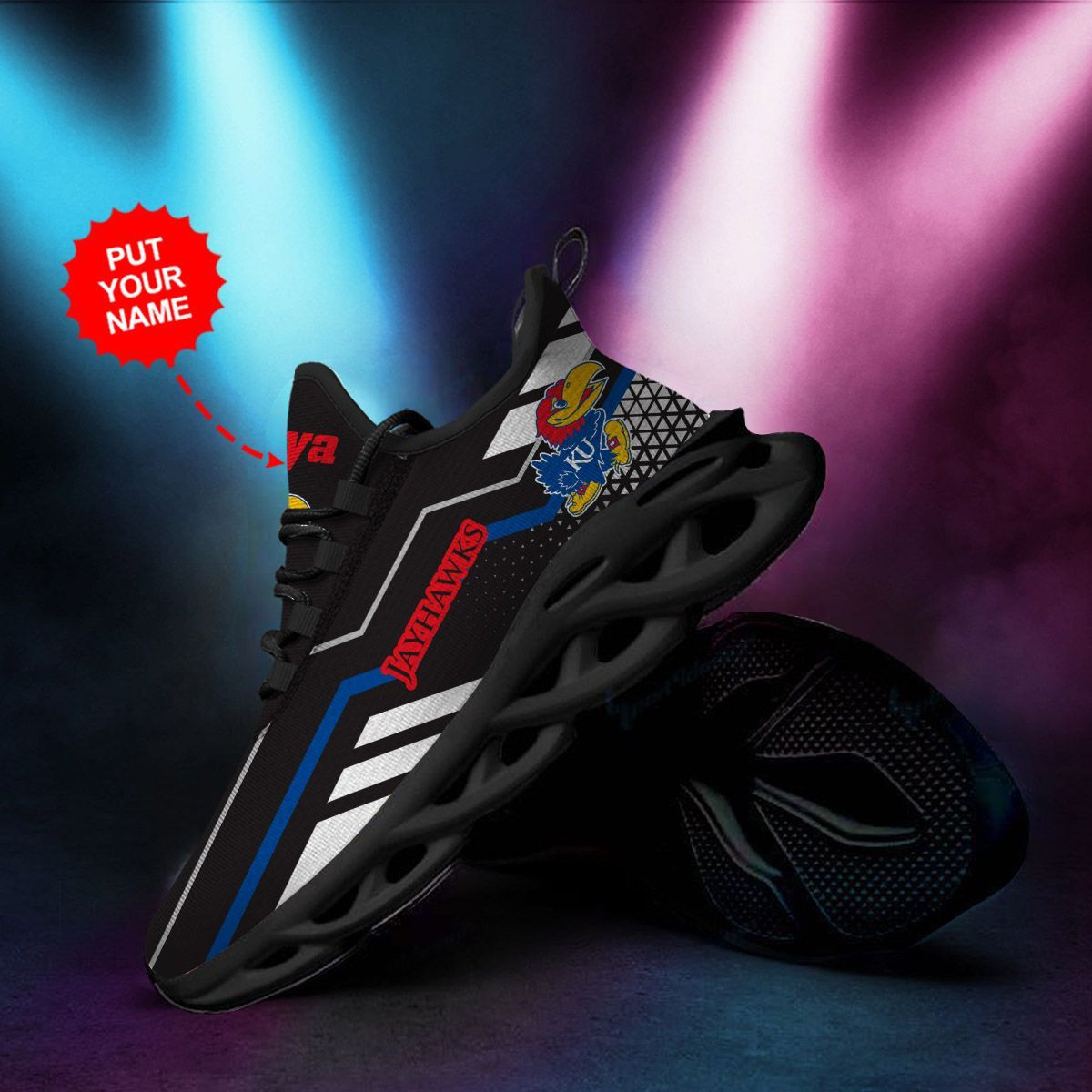 Kansas Jayhawks Custom Personalized Max Soul Sneakers Shoes - Famjoys Kansas Jayhawks Custom Personalized Max Soul Sneakers Shoes - Famjoys