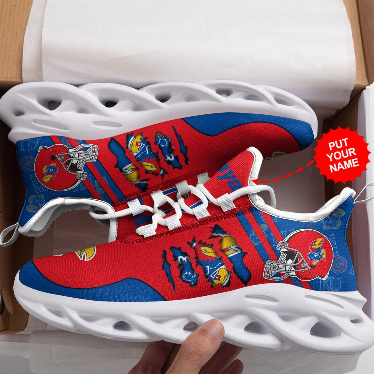 Kansas Jayhawks Custom Personalized Max Soul Sneakers Shoes - Famjoys Kansas Jayhawks Custom Personalized Max Soul Sneakers Shoes - Famjoys