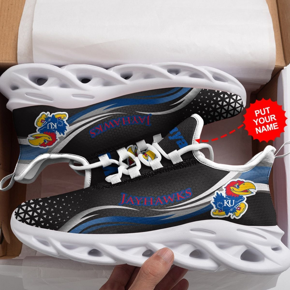 Kansas Jayhawks Custom Personalized Max Soul Sneakers Shoes - Famjoys Kansas Jayhawks Custom Personalized Max Soul Sneakers Shoes - Famjoys