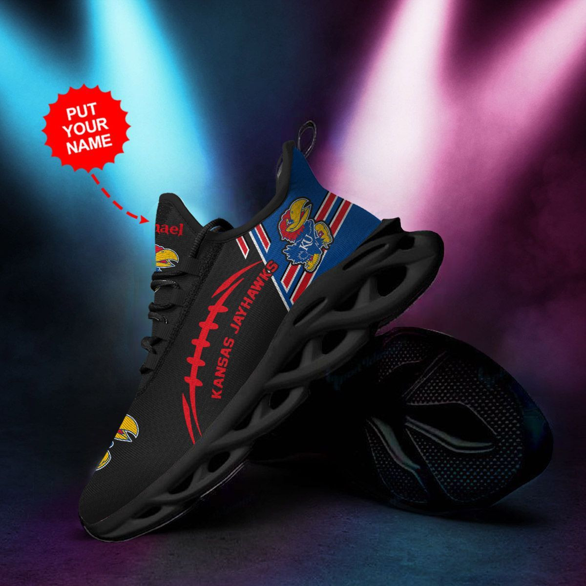 Kansas Jayhawks Custom Personalized Max Soul Sneakers Shoes - Famjoys Kansas Jayhawks Custom Personalized Max Soul Sneakers Shoes - Famjoys