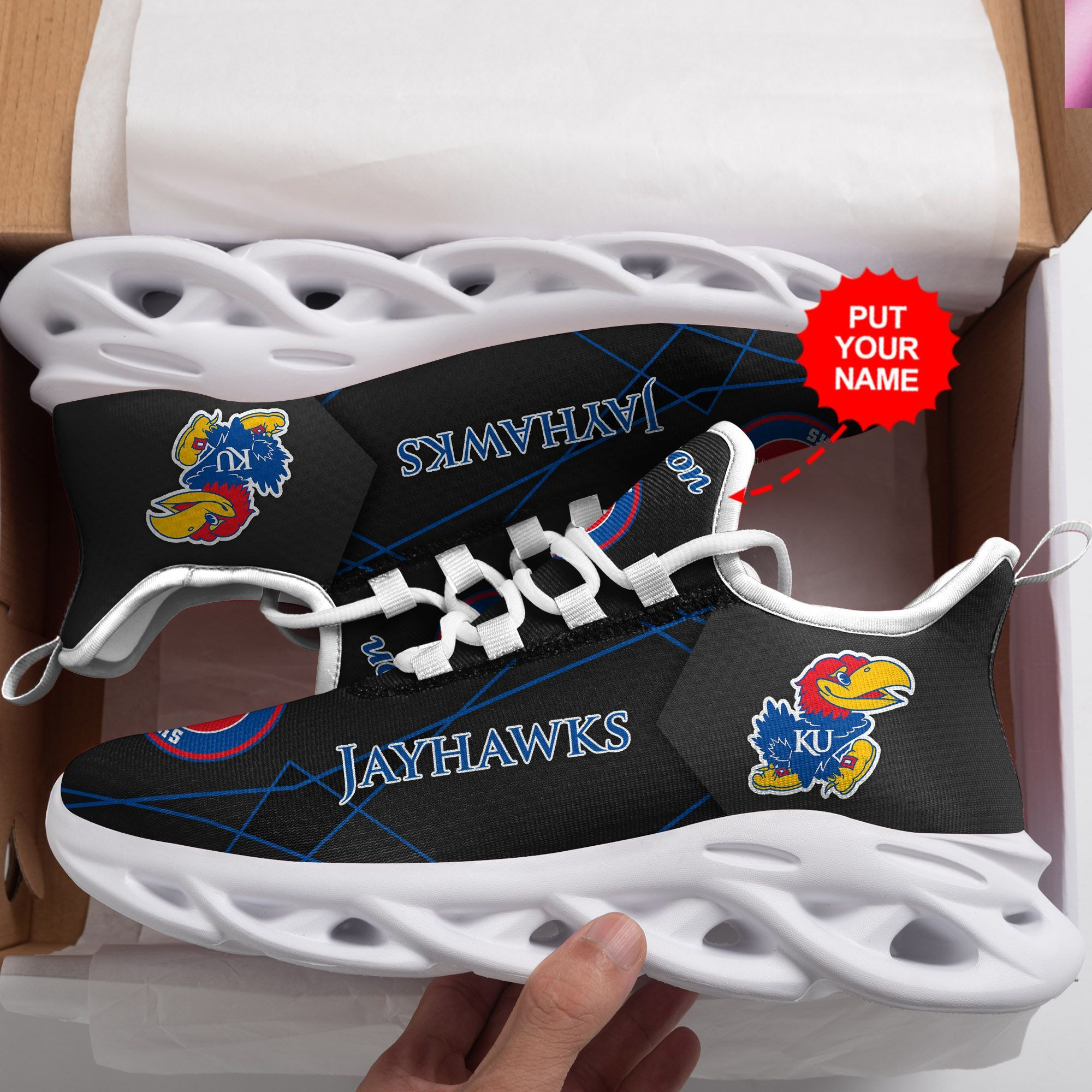 Kansas Jayhawks Custom Personalized Max Soul Sneakers Shoes - Famjoys Kansas Jayhawks Custom Personalized Max Soul Sneakers Shoes - Famjoys