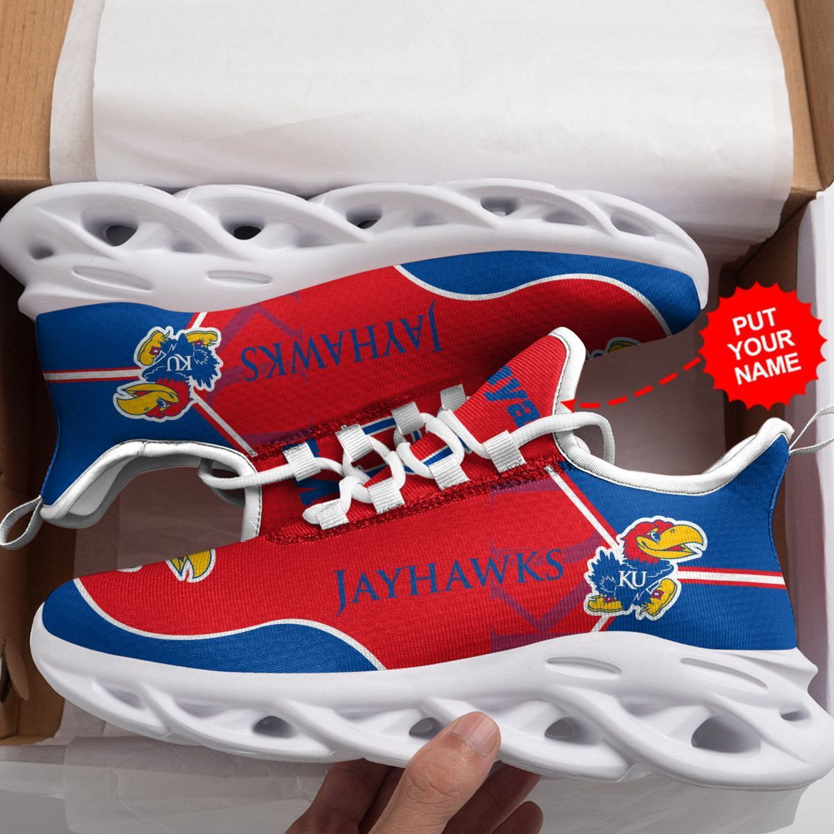 Kansas Jayhawks Custom Personalized Max Soul Sneakers Shoes - Famjoys Kansas Jayhawks Custom Personalized Max Soul Sneakers Shoes - Famjoys