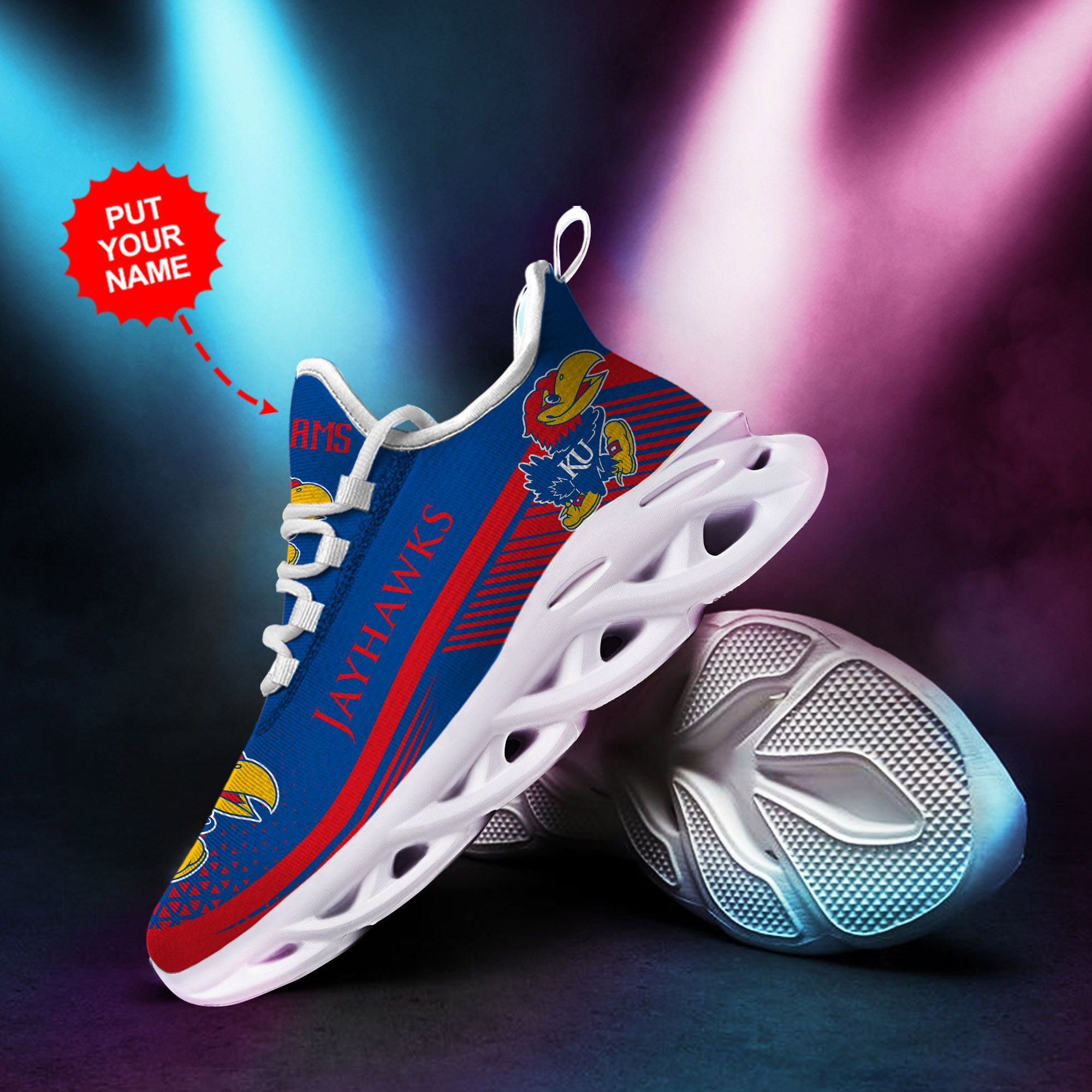 Kansas Jayhawks Custom Personalized Max Soul Sneakers Shoes - Famjoys Kansas Jayhawks Custom Personalized Max Soul Sneakers Shoes - Famjoys