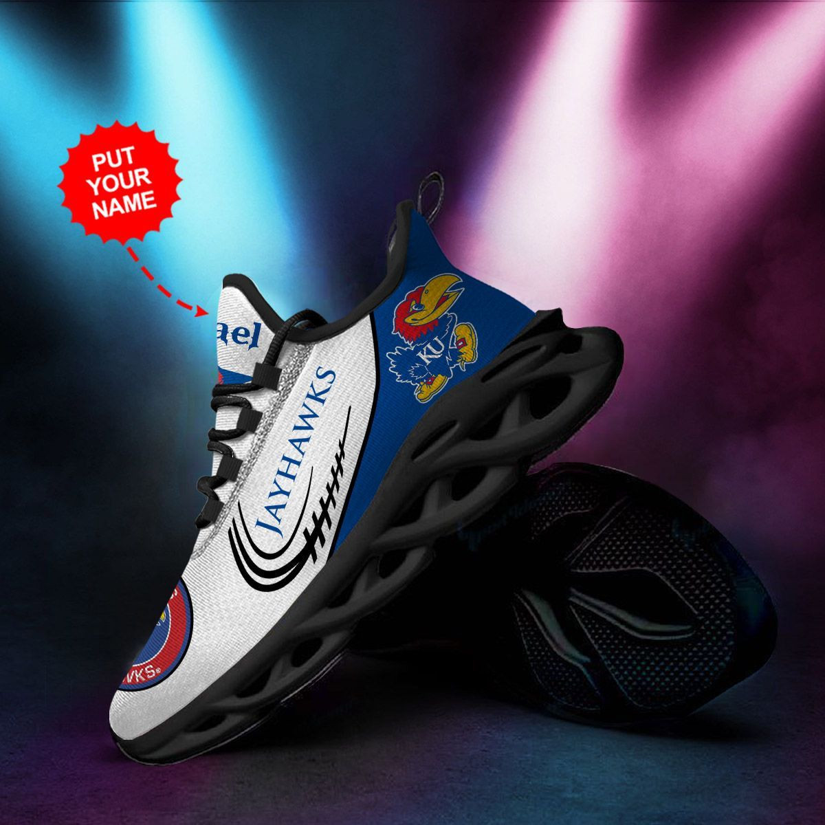 Kansas Jayhawks Custom Personalized Max Soul Sneakers Shoes - Famjoys Kansas Jayhawks Custom Personalized Max Soul Sneakers Shoes - Famjoys