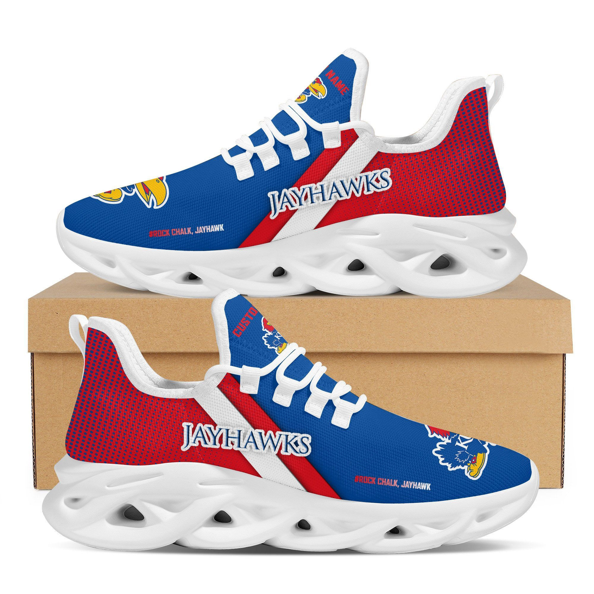 Kansas Jayhawks Custom Personalized Max Soul Sneakers Shoes University of Kansas - Famjoys Kansas Jayhawks Custom Personalized Max Soul Sneakers Shoes University of Kansas - Famjoys