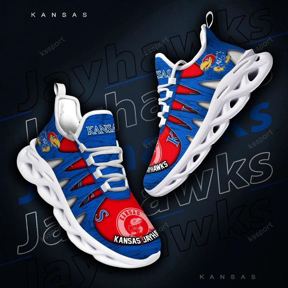 Kansas Jayhawks Max Soul Shoes, Running Sneakers - Famjoys Kansas Jayhawks Max Soul Shoes, Running Sneakers - Famjoys