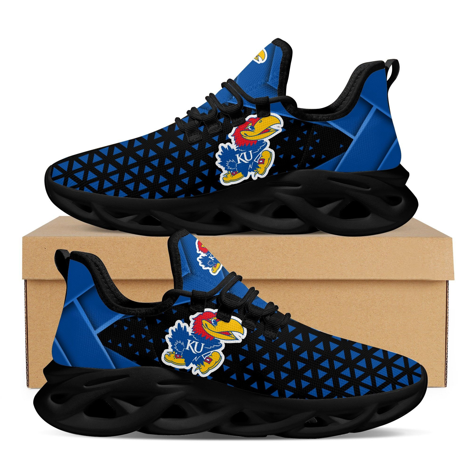 Kansas Jayhawks Max Soul Sneakers Shoes - Famjoys Kansas Jayhawks Max Soul Sneakers Shoes - Famjoys