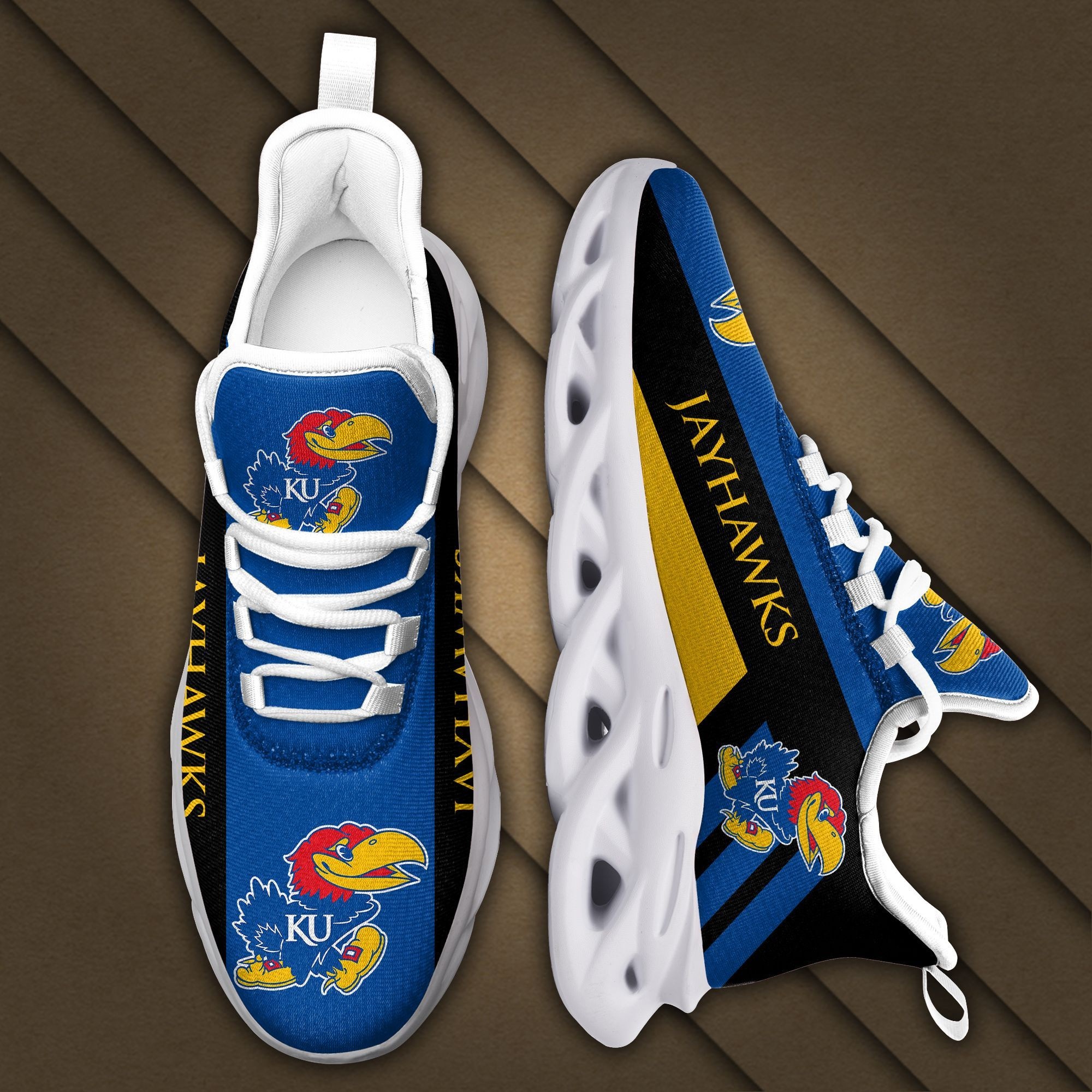 Kansas Jayhawks Max Soul Sneakers Shoes - Famjoys Kansas Jayhawks Max Soul Sneakers Shoes - Famjoys