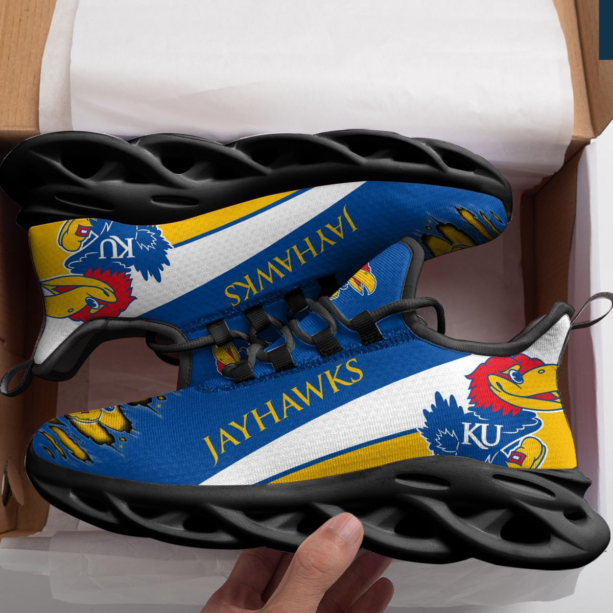 Kansas Jayhawks Max Soul Sneakers Shoes - Famjoys Kansas Jayhawks Max Soul Sneakers Shoes - Famjoys