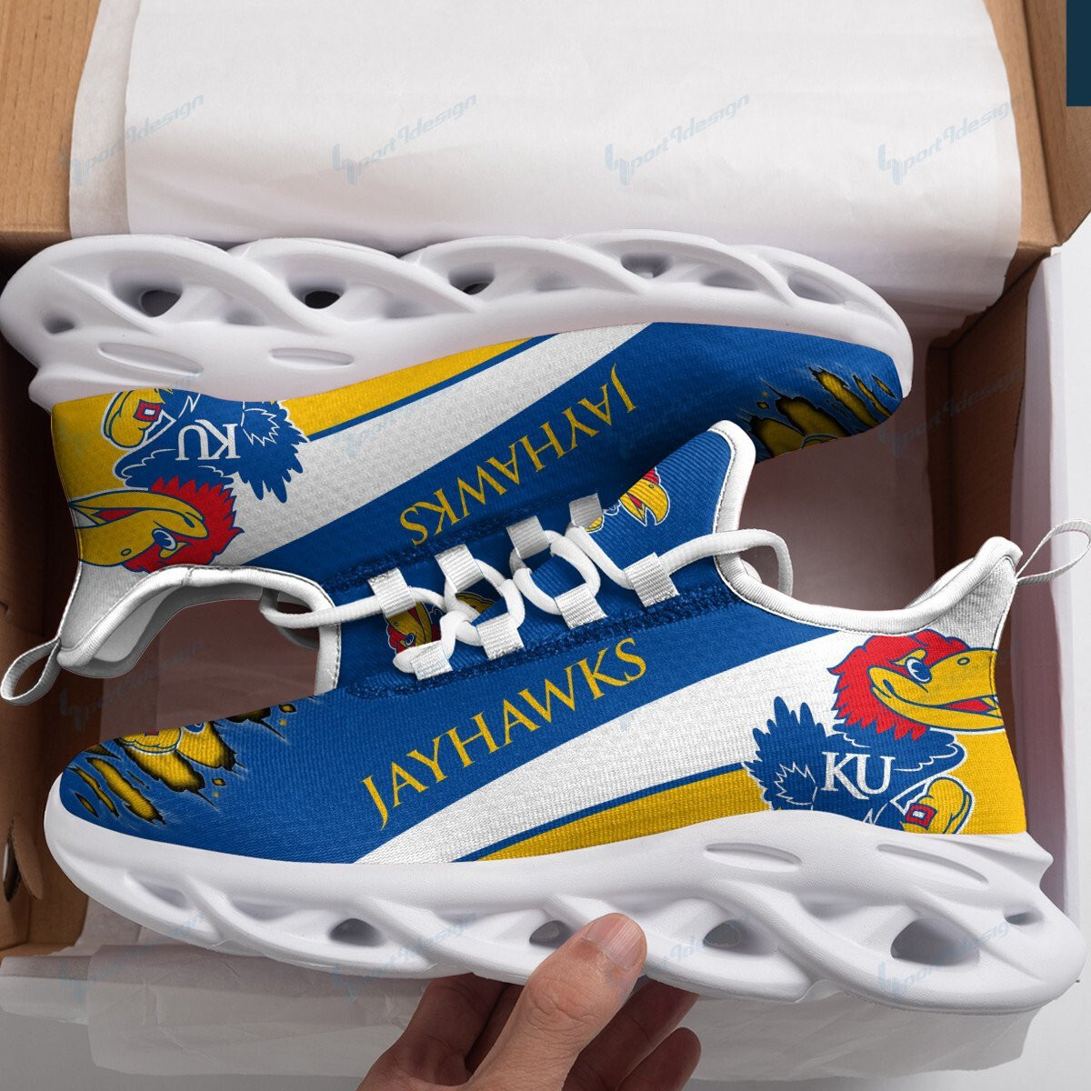 Kansas Jayhawks Max Soul YZ Running Sneakers 985 - Famjoys Kansas Jayhawks Max Soul YZ Running Sneakers 985 - Famjoys
