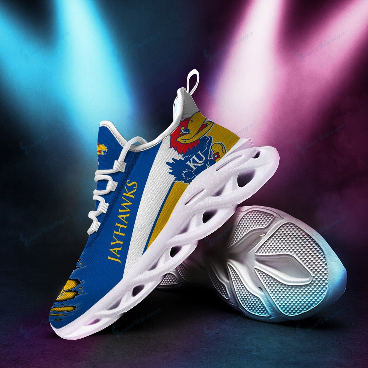 Kansas Jayhawks Max Soul YZ Running Sneakers 985 - Famjoys Kansas Jayhawks Max Soul YZ Running Sneakers 985 - Famjoys