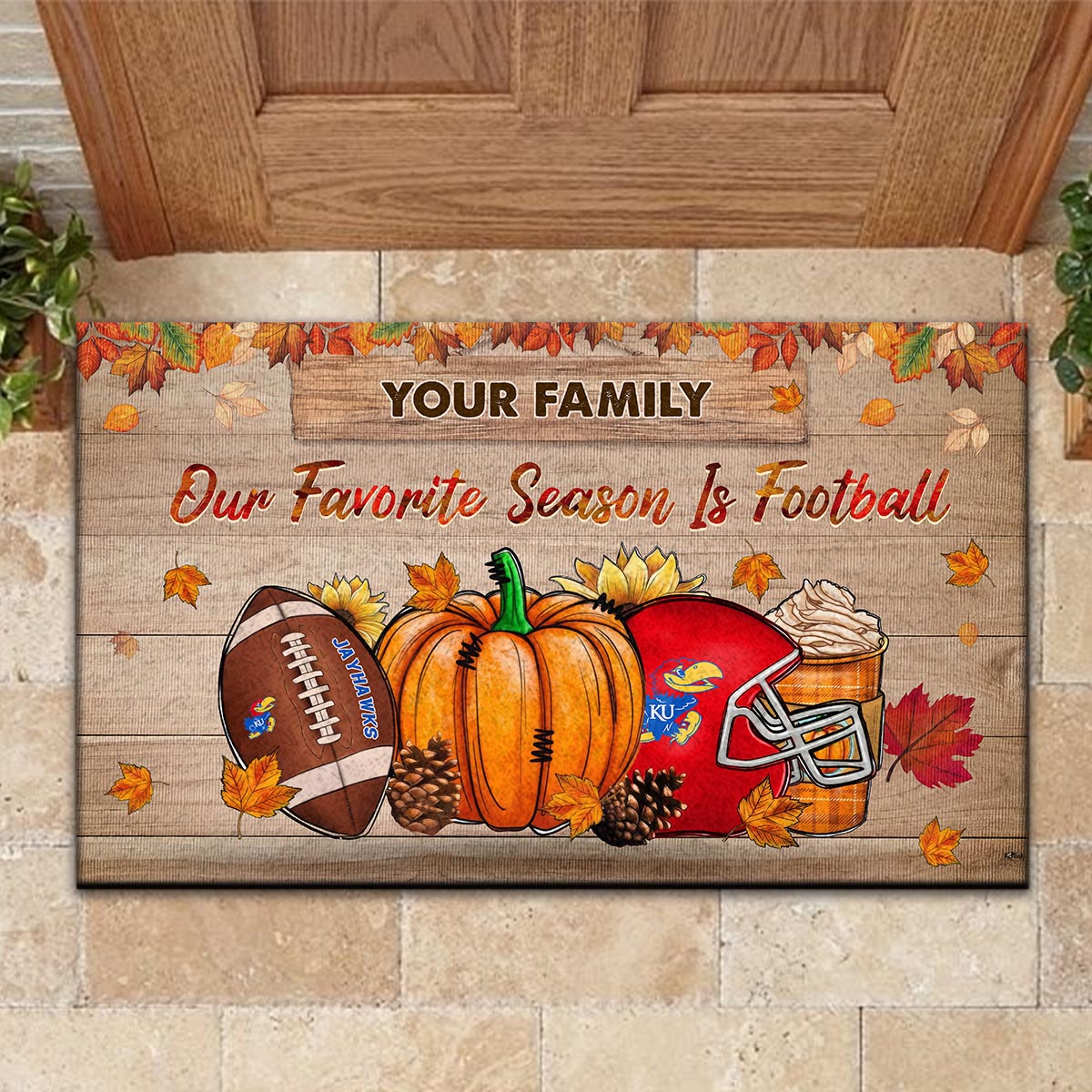 Kansas Jayhawks Our Favorite Season is Football Doormat - Famjoys Kansas Jayhawks Our Favorite Season is Football Doormat - Famjoys