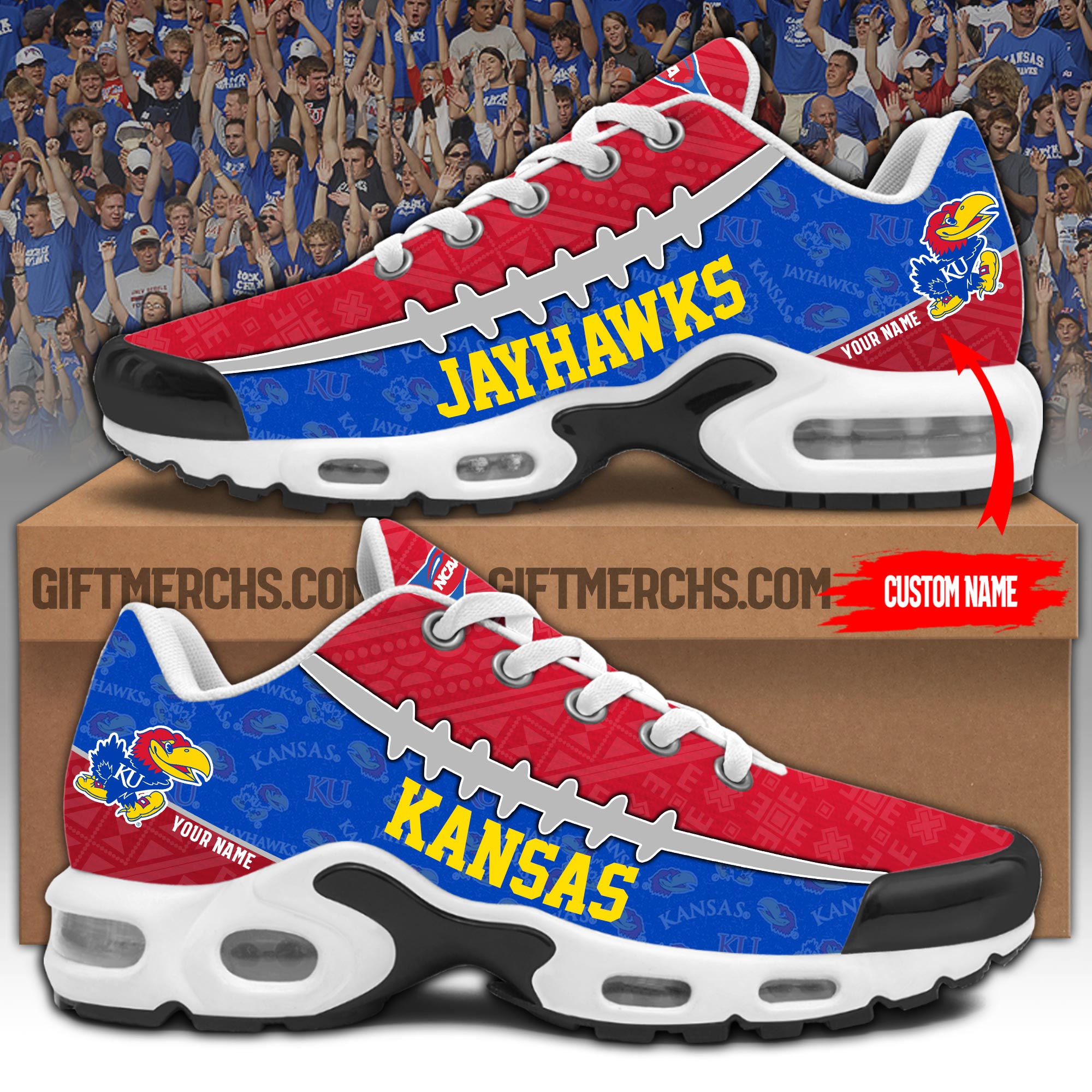 Kansas Jayhawks Personalized Shoes - Famjoys Kansas Jayhawks Personalized Shoes - Famjoys