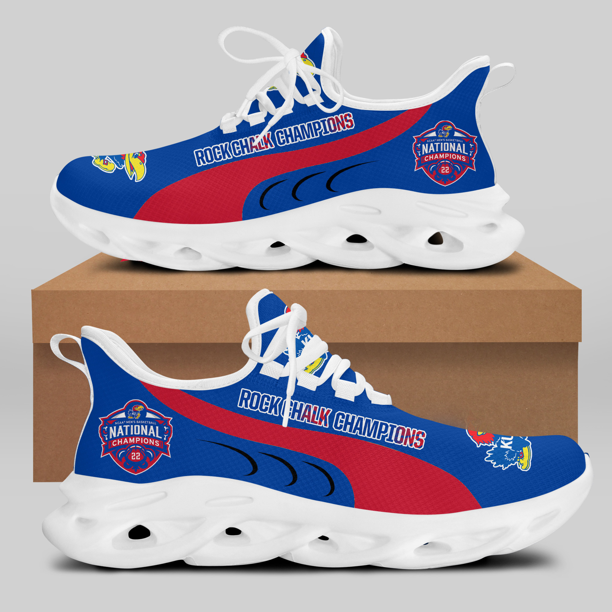 Kansas Jayhawks Running Shoes Ver 7 - Famjoys Kansas Jayhawks Running Shoes Ver 7 - Famjoys