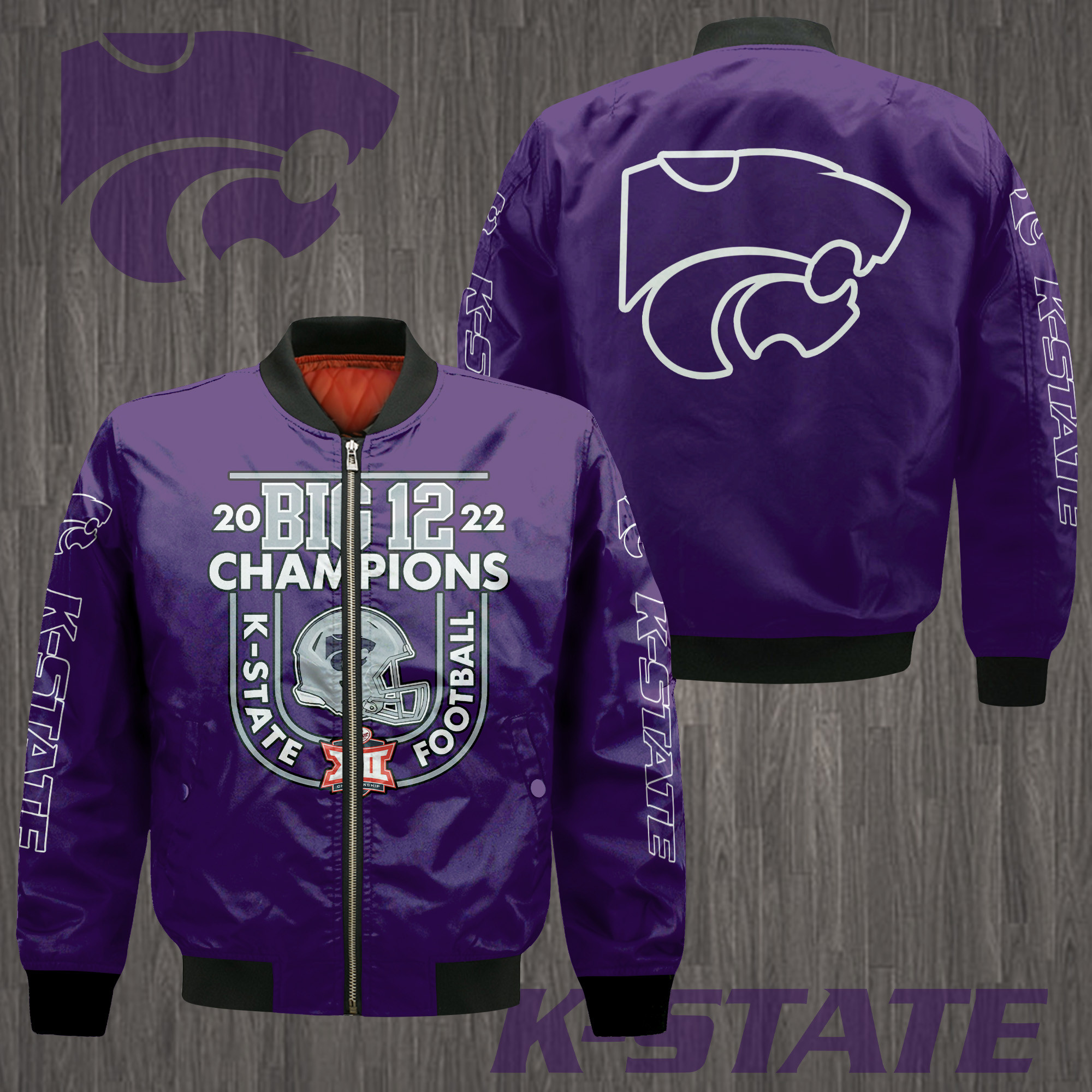 Kansas State Wildcats Big 12 Champions Bomber Jacket - Famjoys Kansas State Wildcats Big 12 Champions Bomber Jacket - Famjoys