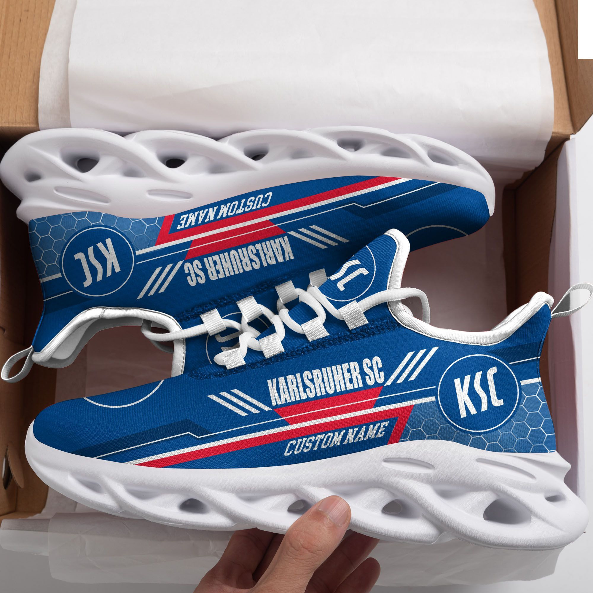 Karlsruher SC Custom Personalized Max Soul Sneakers Shoes - Famjoys Karlsruher SC Custom Personalized Max Soul Sneakers Shoes - Famjoys