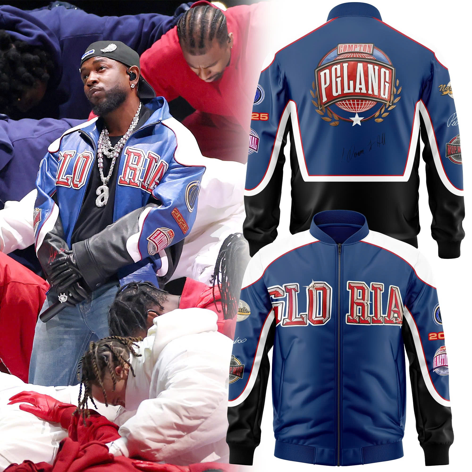 Kendrick Lamar Super Bowl LIX Gloria Martine Rose Premium Bomber Jacket - Famjoys Kendrick Lamar Super Bowl LIX Gloria Martine Rose Premium Bomber Jacket - Famjoys