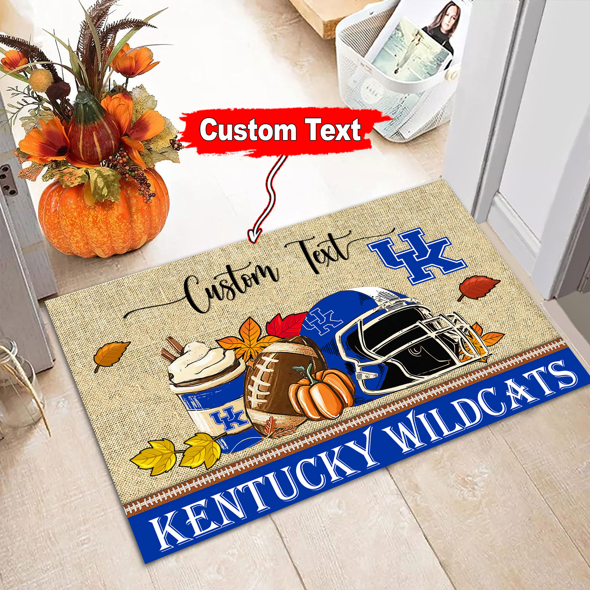 Kentucky Wildcats Fall Football Custom Doormat - Custom Text - Famjoys Kentucky Wildcats Fall Football Custom Doormat - Custom Text - Famjoys