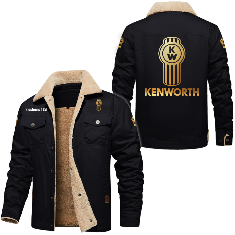Kenworth Golden Logo Cargo Fleece Lined Cotton Jacket Multicolor, vintage style, customize name 
