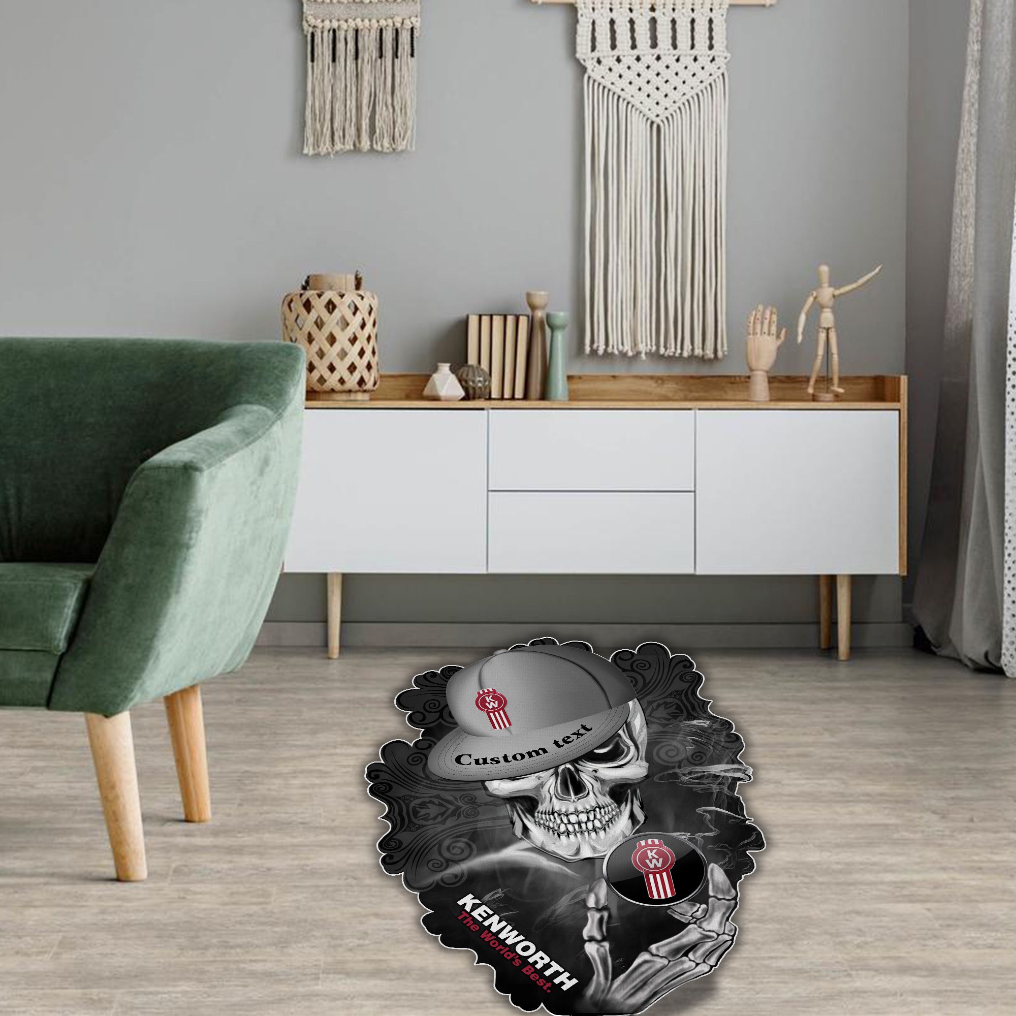 Kenworth Skull Shaped Luxurious Doormat, Rug Home Decor, Custom name - Famjoys Kenworth Skull Shaped Luxurious Doormat, Rug Home Decor, Custom name - Famjoys