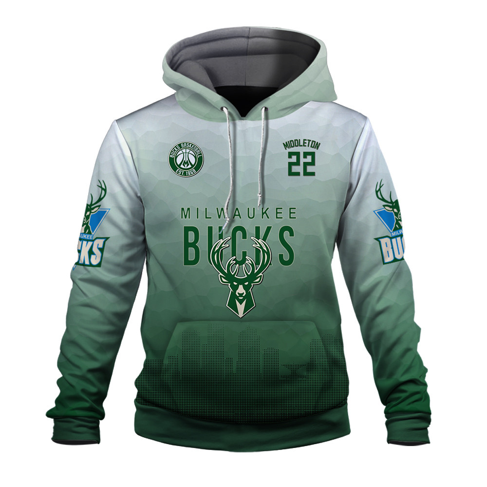 Khris Middleton 22 NBA Milwaukee Bucks Fear The Deer Unisex 3D Hoodie - Famjoys Khris Middleton 22 NBA Milwaukee Bucks Fear The Deer Unisex 3D Hoodie - Famjoys