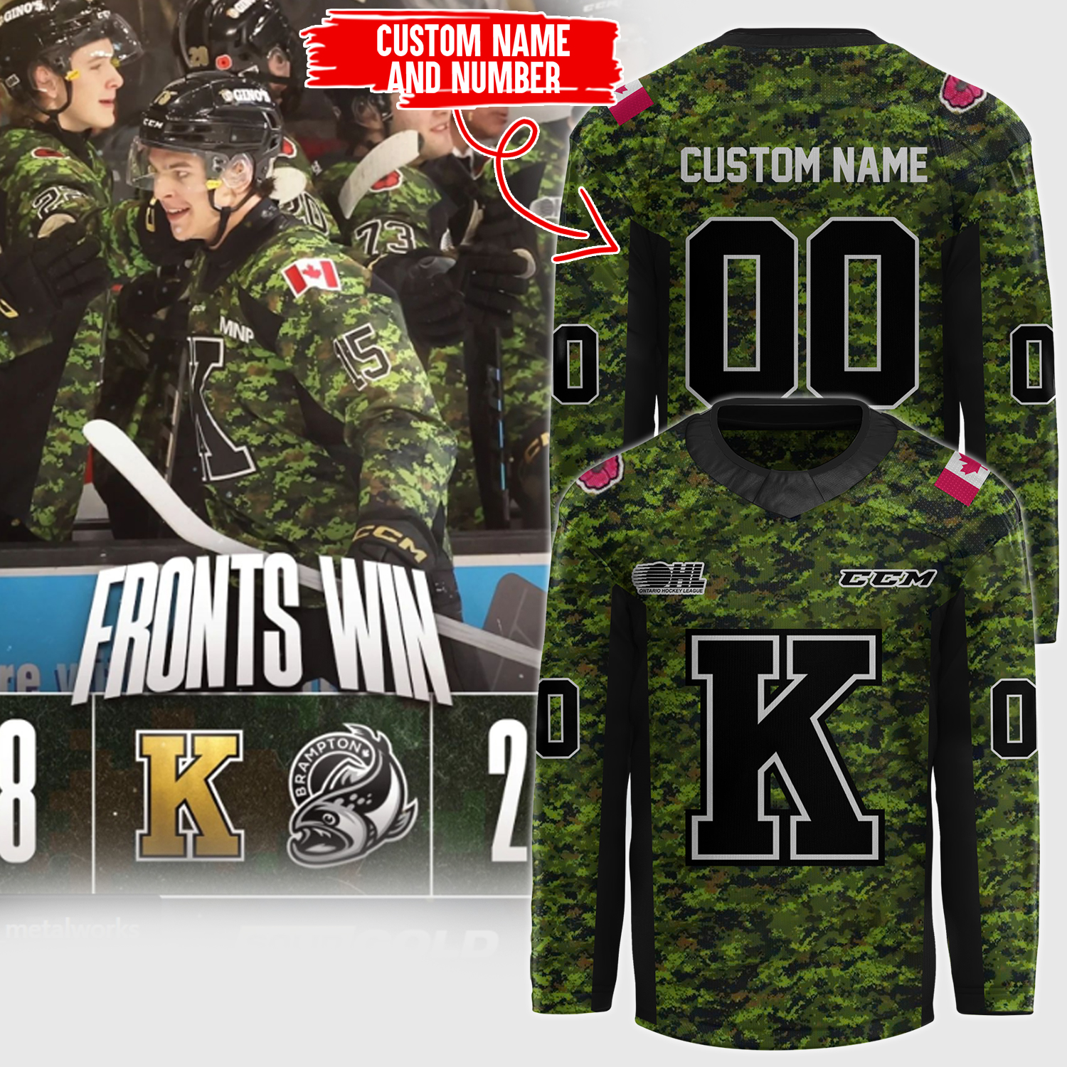 Kingston Frontenacs CADPAT Kingston Frontenacs Jersey - Famjoys Kingston Frontenacs CADPAT Kingston Frontenacs Jersey - Famjoys