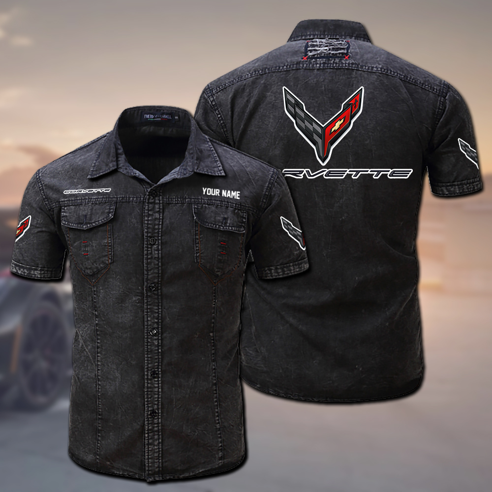 KKLLPC43C8 Chevrolet Corvette Denim Shirt - Famjoys KKLLPC43C8 Chevrolet Corvette Denim Shirt - Famjoys