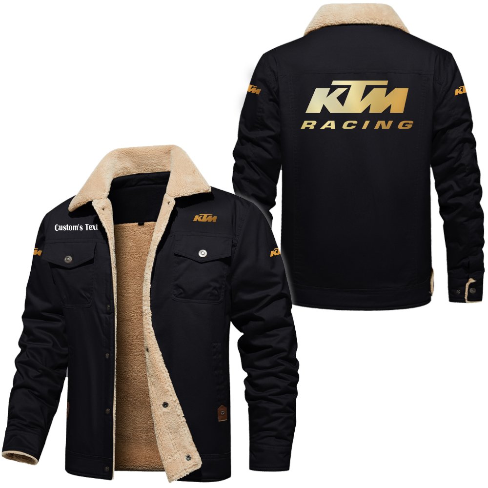 ktm Golden Logo Cargo Fleece Lined Cotton Jacket Multicolor, vintage style, customize name