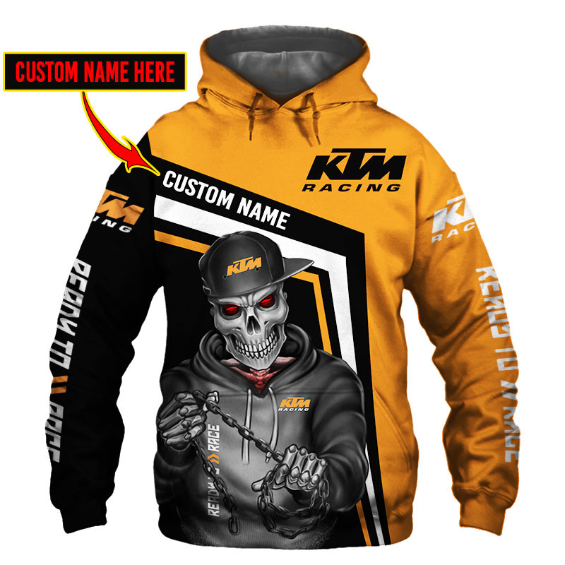 Ktm Skull Tshirt, sweatshirt, Polo, Hawaiian, Hoodie 3D Apparel Full Printing Custom Name 