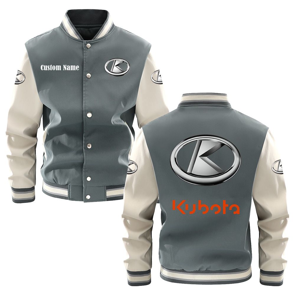 Kubota Varsity Jacket, Baseball jacket, Letterman Jacket Customize Name, Multicolor - Famjoys Kubota Varsity Jacket, Baseball jacket, Letterman Jacket Customize Name, Multicolor - Famjoys