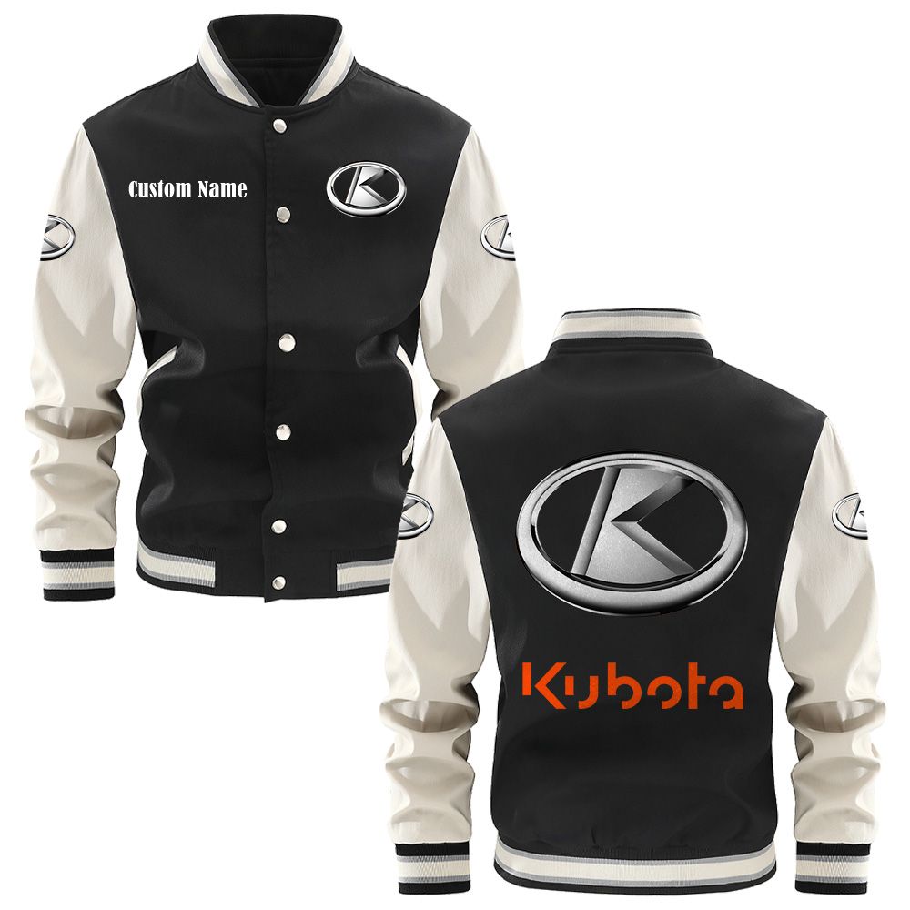 Kubota Varsity Jacket, Baseball jacket, Letterman Jacket Customize Name, Multicolor - Famjoys Kubota Varsity Jacket, Baseball jacket, Letterman Jacket Customize Name, Multicolor - Famjoys