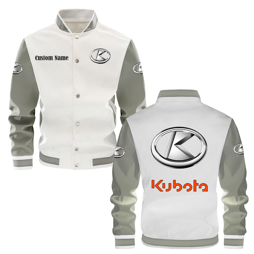 Kubota Varsity Jacket, Baseball jacket, Letterman Jacket Customize Name, Multicolor - Famjoys Kubota Varsity Jacket, Baseball jacket, Letterman Jacket Customize Name, Multicolor - Famjoys