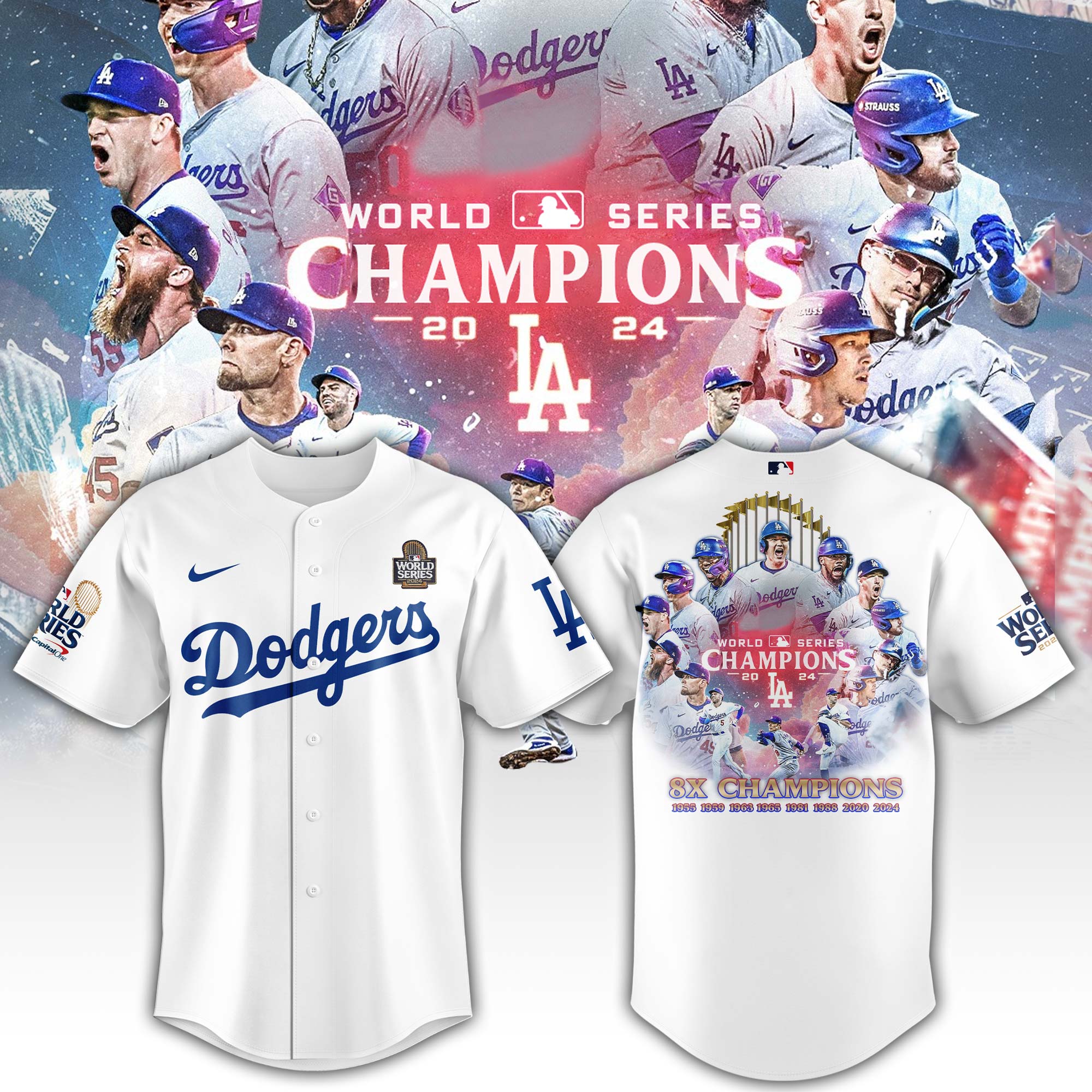 LA Dodgers World Series 8x Champions Jersey - Famjoys LA Dodgers World Series 8x Champions Jersey - Famjoys