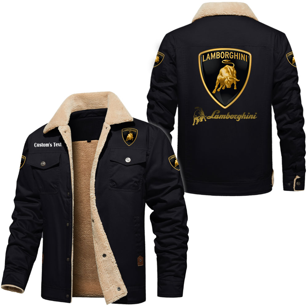 Lamborghini Cargo Fleece Lined Cotton Jacket Multicolor, vintage style, customize name 