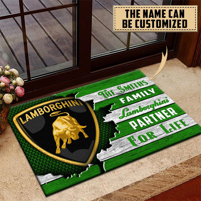 Lamborghini Doormat Custom Name, Multicolor - Famjoys Lamborghini Doormat Custom Name, Multicolor - Famjoys