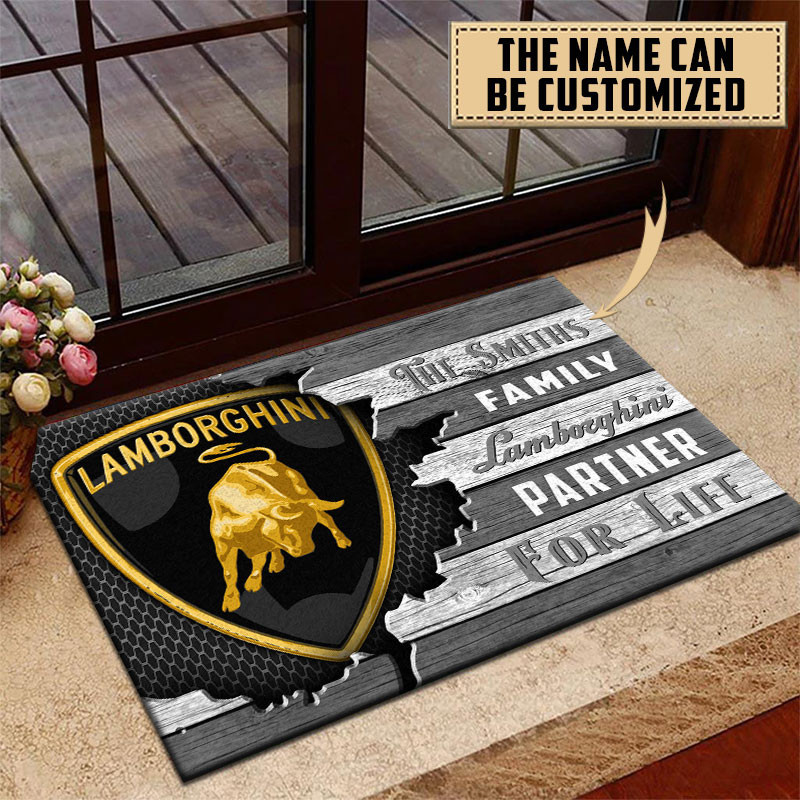 Lamborghini Doormat Custom Name, Multicolor - Famjoys Lamborghini Doormat Custom Name, Multicolor - Famjoys