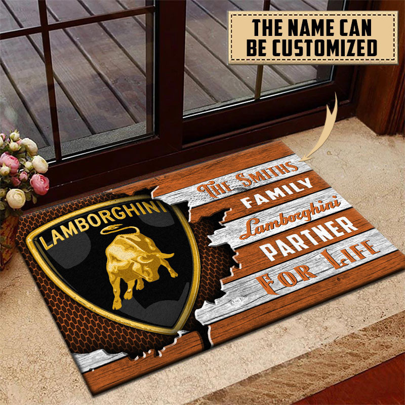 Lamborghini Doormat Custom Name, Multicolor - Famjoys Lamborghini Doormat Custom Name, Multicolor - Famjoys